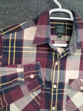 J Crew Heayweight Flannel Shirt Mens Medium Plaid Button Up Long Sleeve